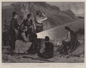 The Revolt in Crete, Insurgents Signalling with a Flash Light on the Mountain